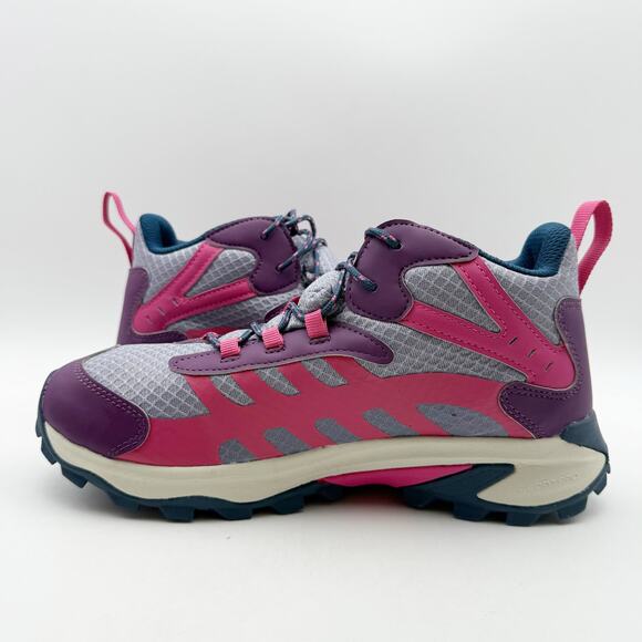 Merrell Kids Moab Speed 2 Mid Hiking Sneakers US 7 M Pink Purple Waterproof NIB - Picture 7 of 12